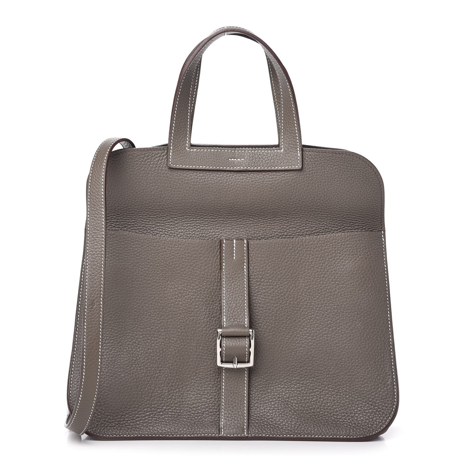 Hermes Taurillon Clemence Halzan 31 GM Etoupe 1 of 8
