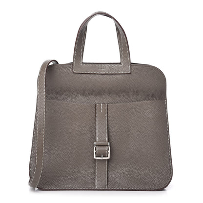 Hermes Taurillon Clemence Halzan 31 GM Etoupe 1 of 8