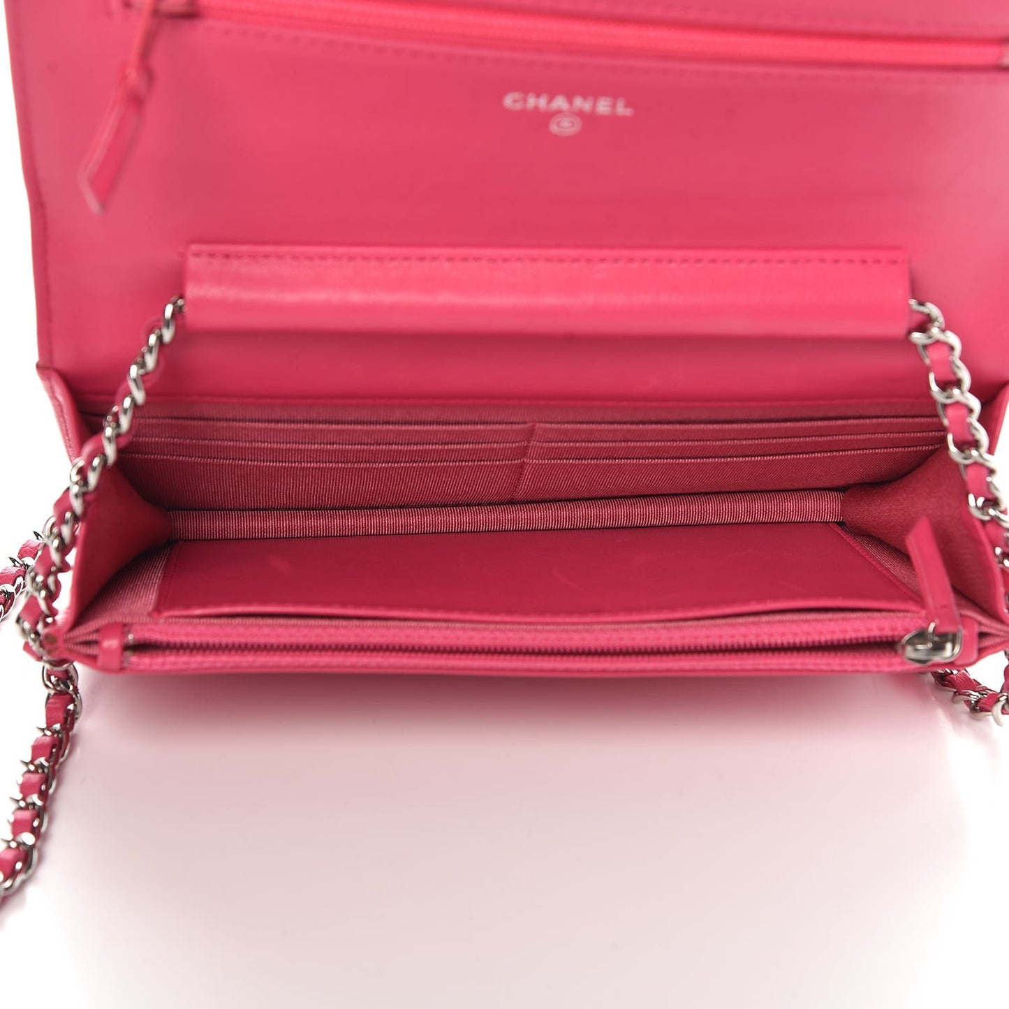 Lambskin Quilted Wallet On Chain WOC Pink