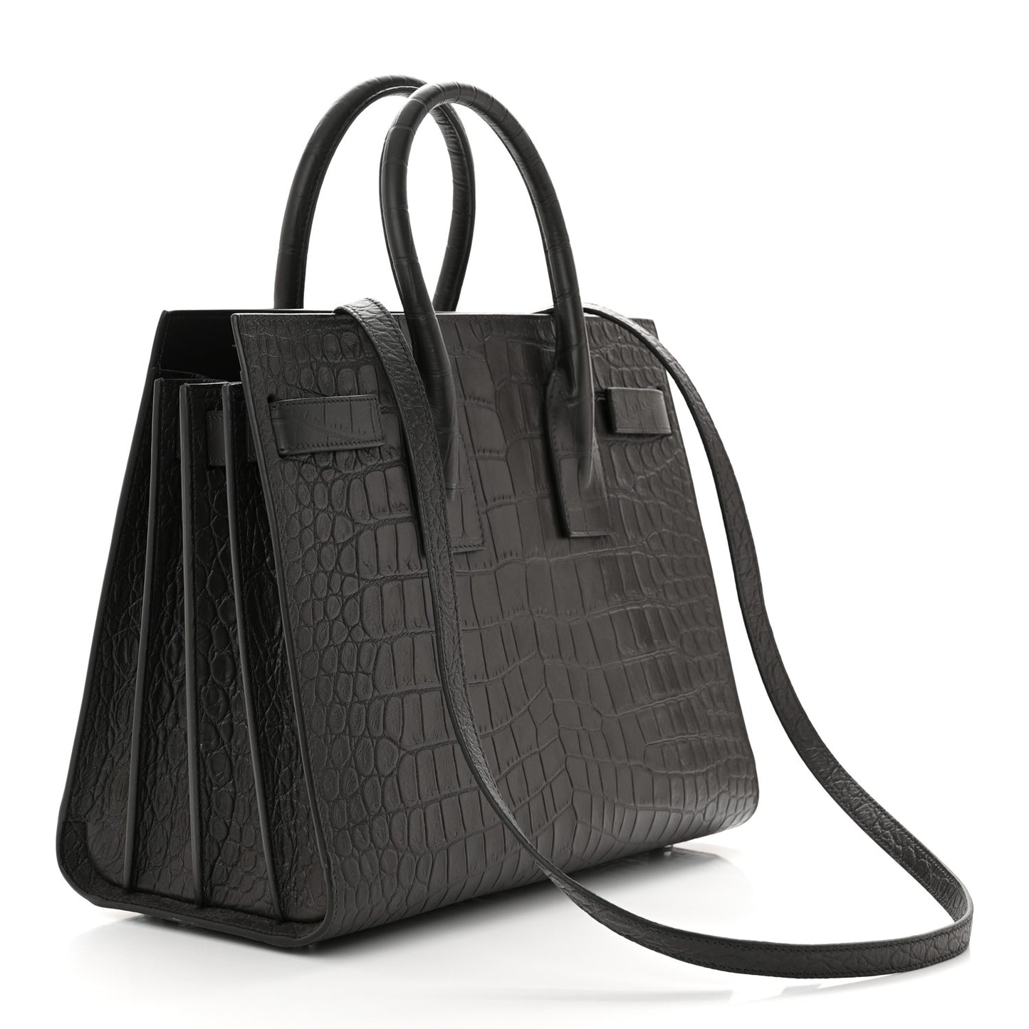 Calfskin Crocodile Embossed Small Sac De Jour Coal