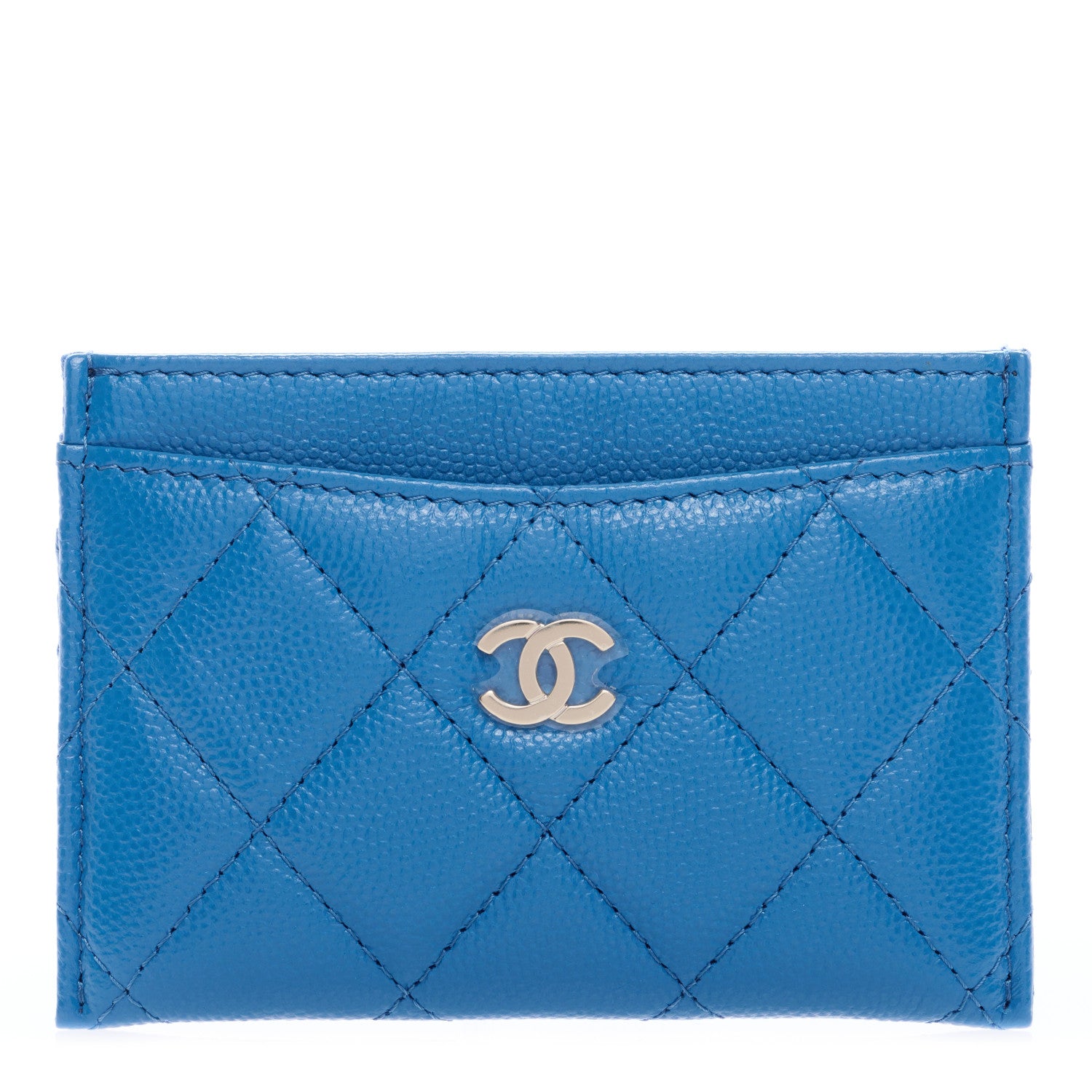Chanel Caviar Quilted Card Holder Blue 1 of 8