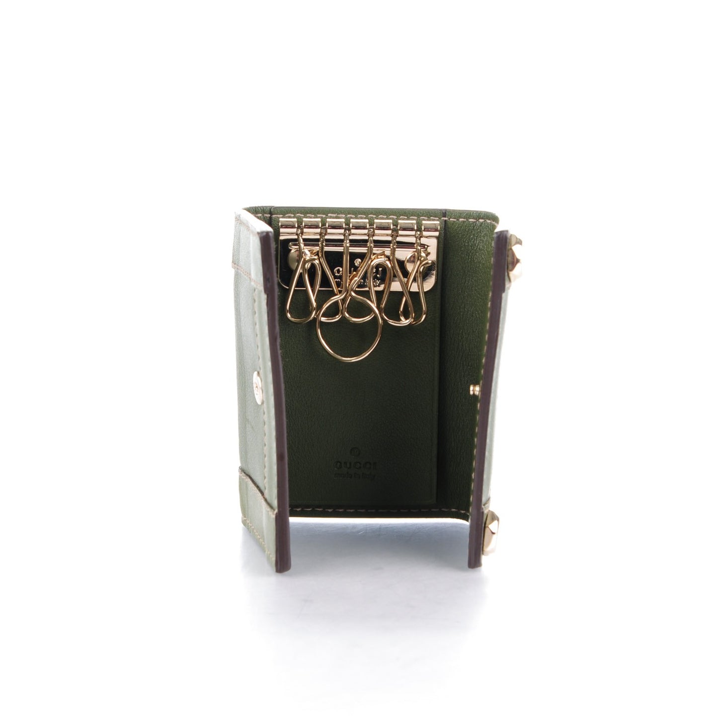 Calfskin Charmy 6 Key Holder Case Green