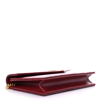 Saint Laurent Grain De Poudre Matelasse Chevron Monogram Envelope Chain Wallet Opyum Red 4 of 10