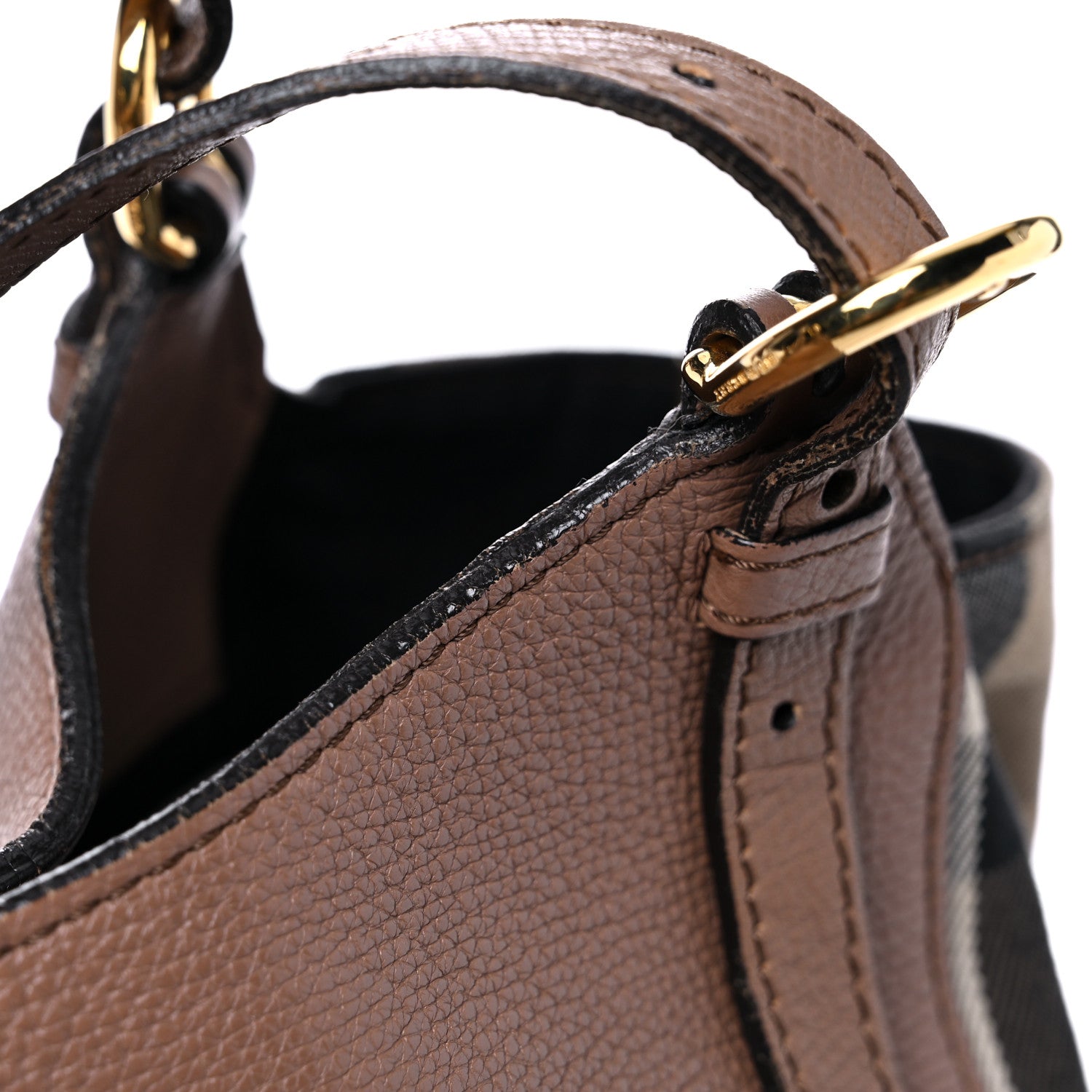 Burberry Grainy Calfskin House Check Small Canterbury Tote Tan 23 of 30