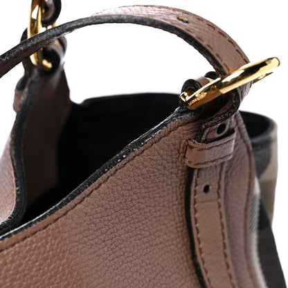 Burberry Grainy Calfskin House Check Small Canterbury Tote Tan 23 of 30