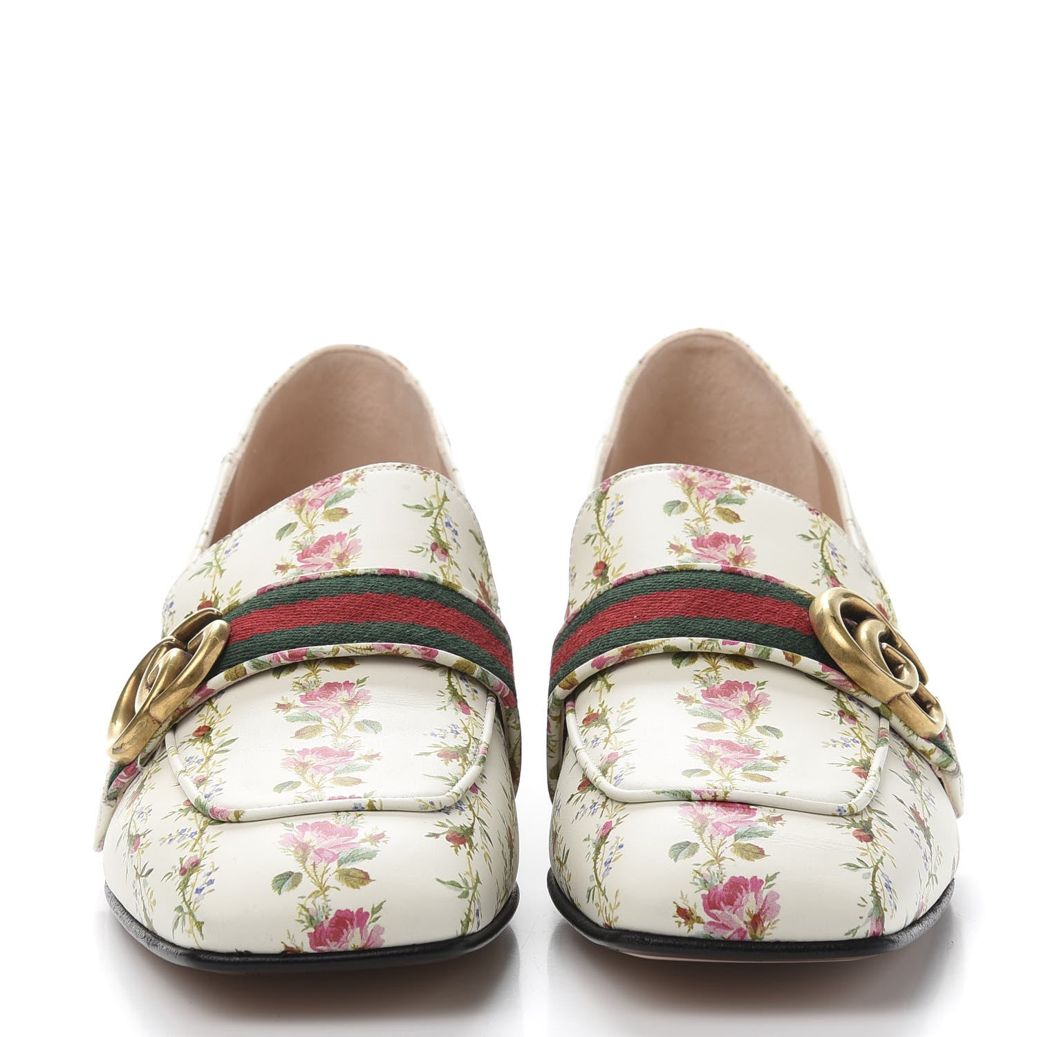 Gucci Calfskin Web Pearl Floral Embellished Peyton Loafer 39 White Multicolor 2 of 10