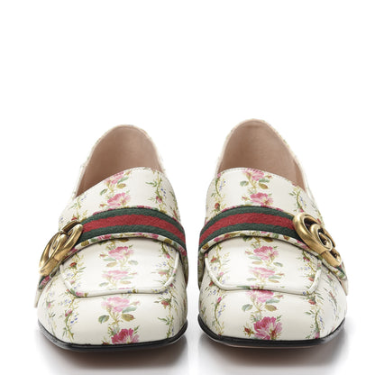 Gucci Calfskin Web Pearl Floral Embellished Peyton Loafer 39 White Multicolor 2 of 10
