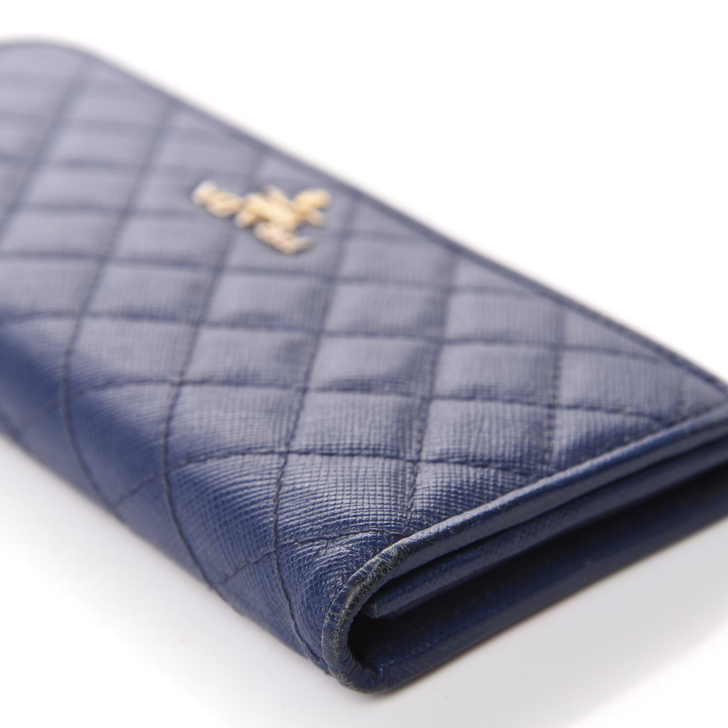 Prada Saffiano Metal Quilted Continental Flap Wallet Bluette 9 of 11