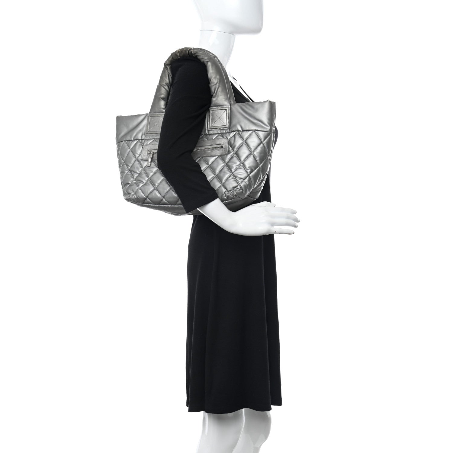 Chanel Nylon Quilted Small Coco Cocoon Tote Silver 2 of 14