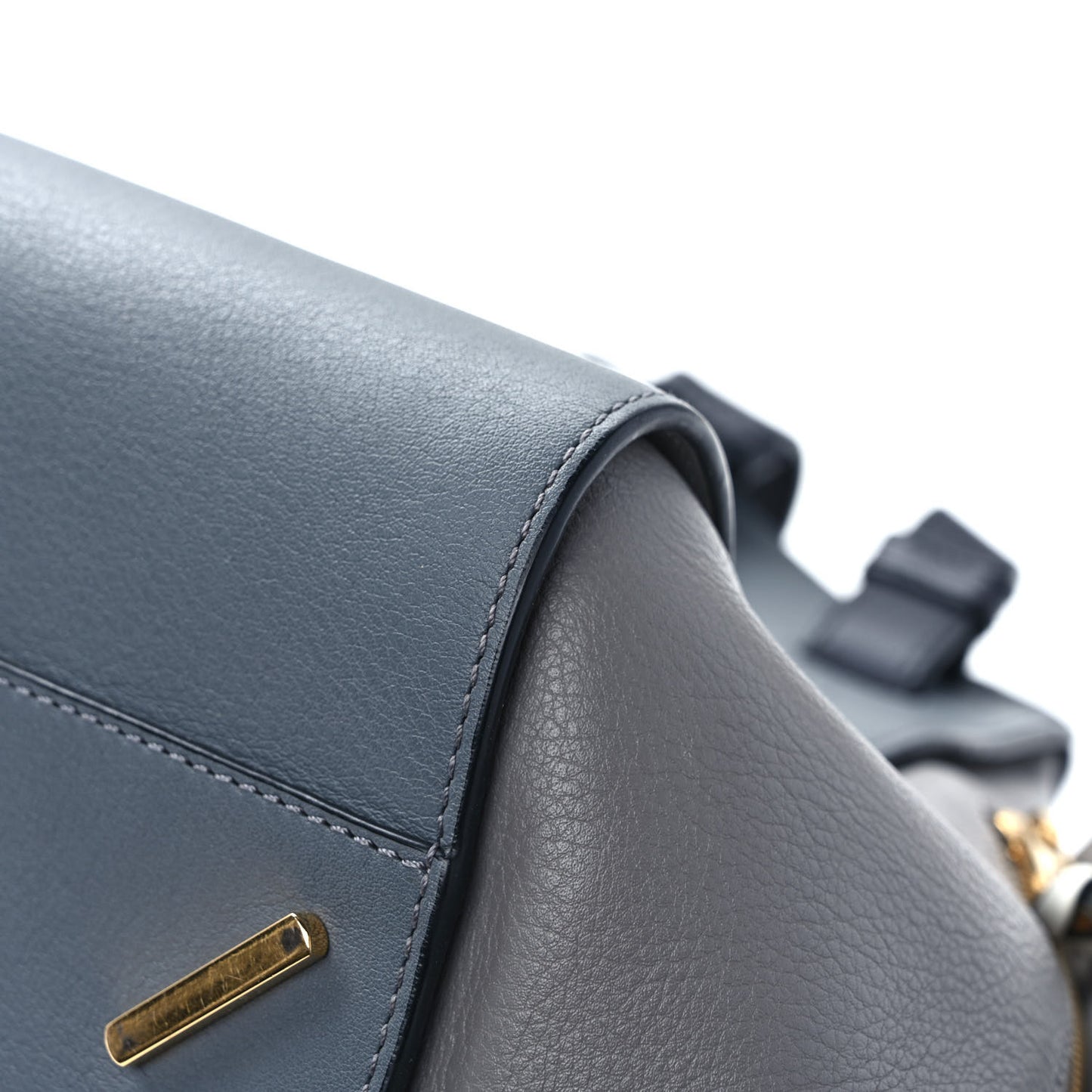 Grained Calfskin Small Hammock Shoulder Bag Blue Grey