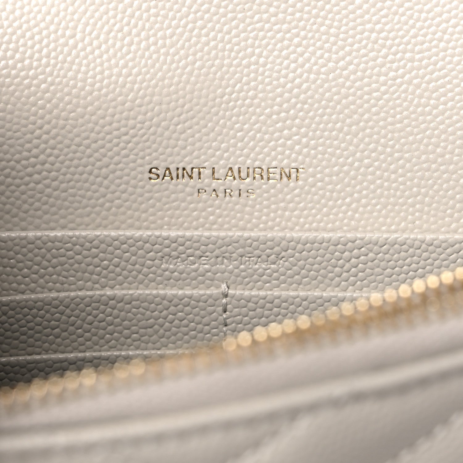Saint Laurent Grain De Poudre Matelasse Chevron Cassandre Envelope Chain Wallet Crema Soft 6 of 9