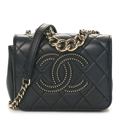 Chanel Lambskin Quilted Studded Beauty Begins Flap Black 1 of 10