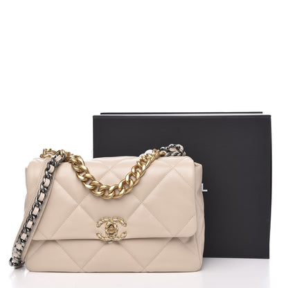 Chanel Goatskin Quilted Large 19 Flap Beige 11 of 11