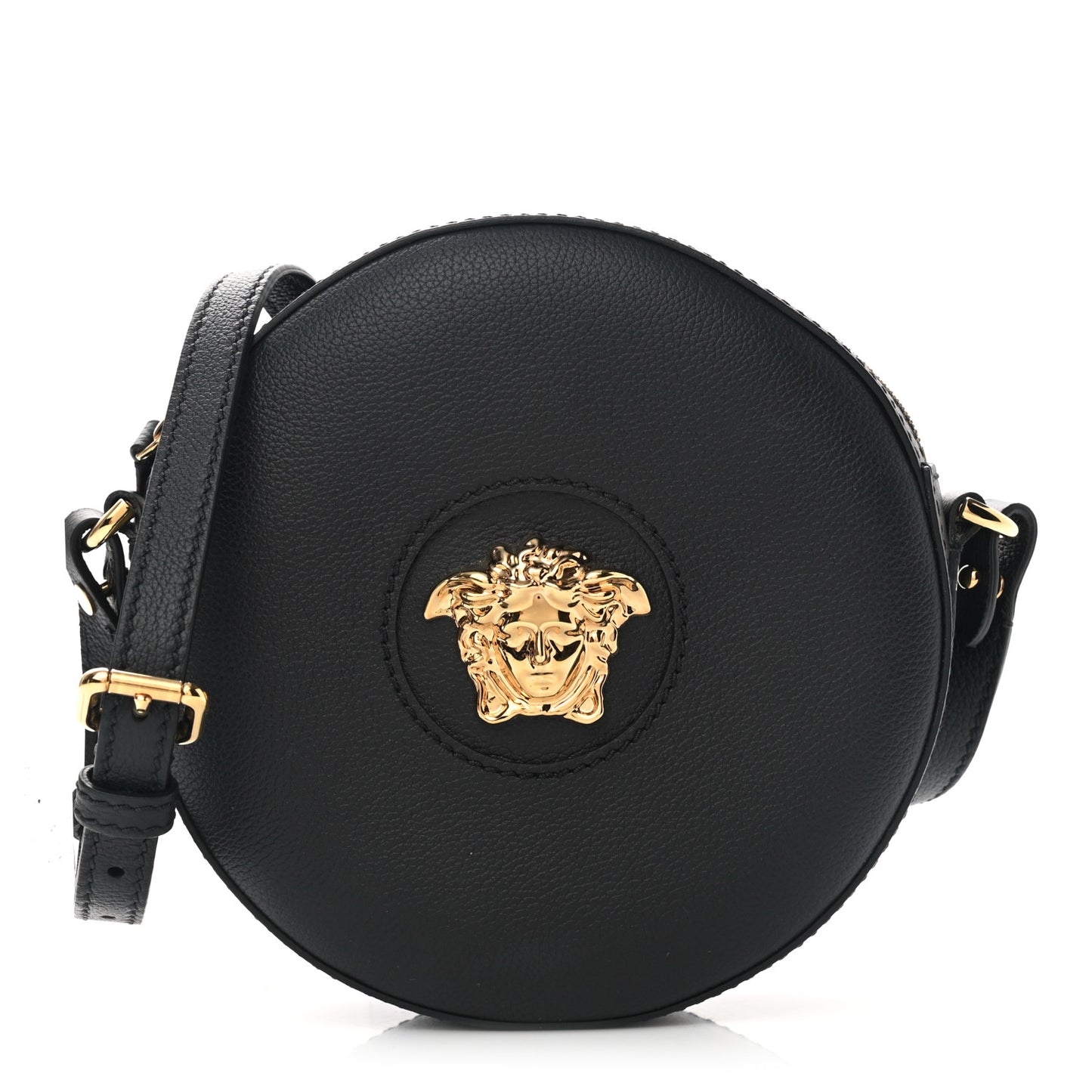 Calfskin La Medusa Round Camera Bag Black