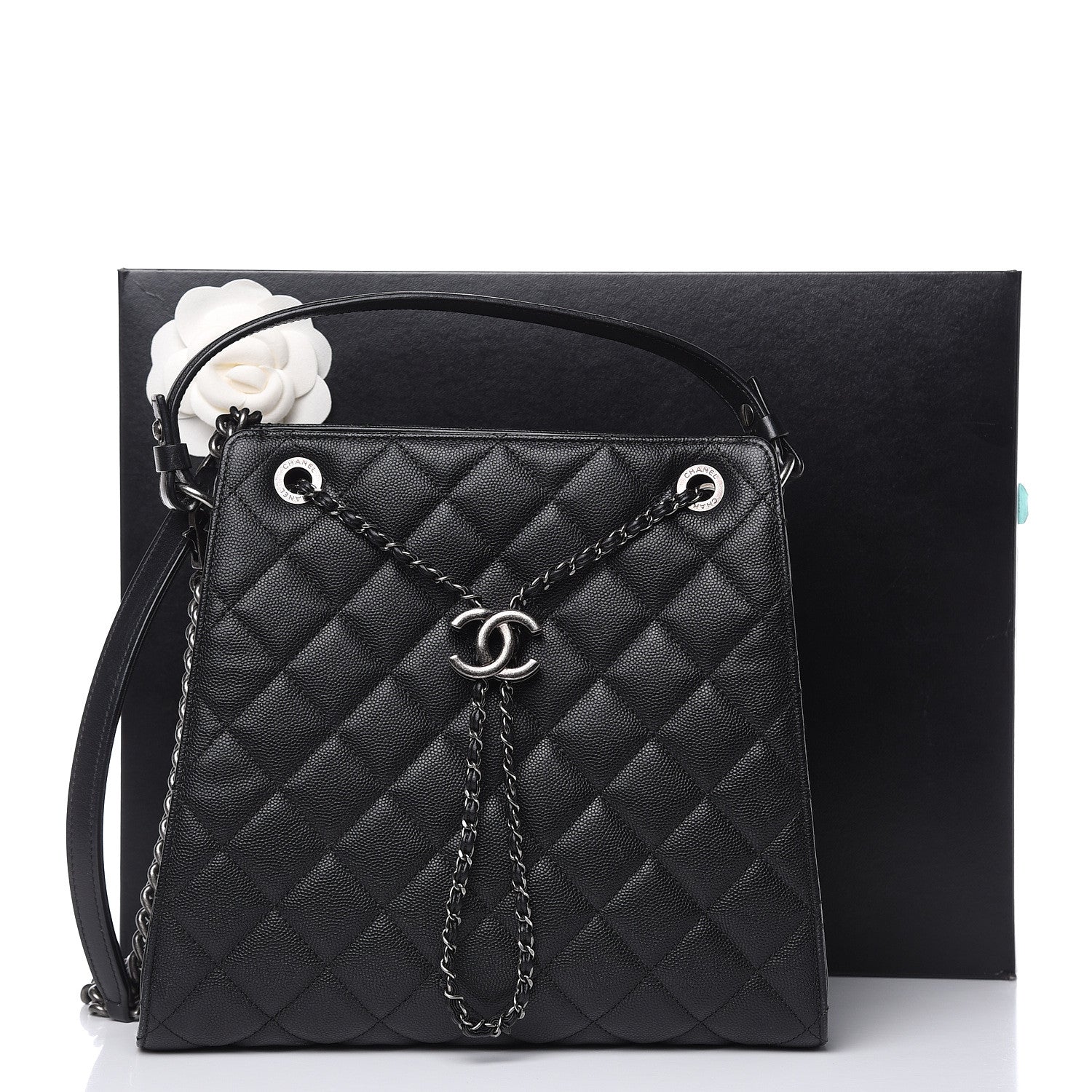 Chanel Caviar Quilted Medium CC Bucket Bag Black 13 of 13