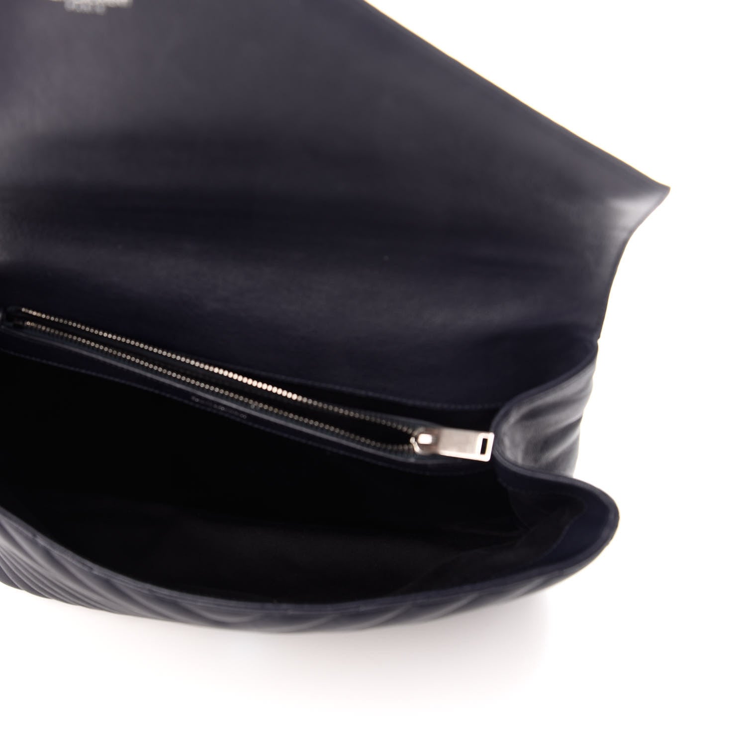 Saint Laurent Sheepskin Matelasse Chevron Monogram Large College Bag Deep Marine 5 of 10