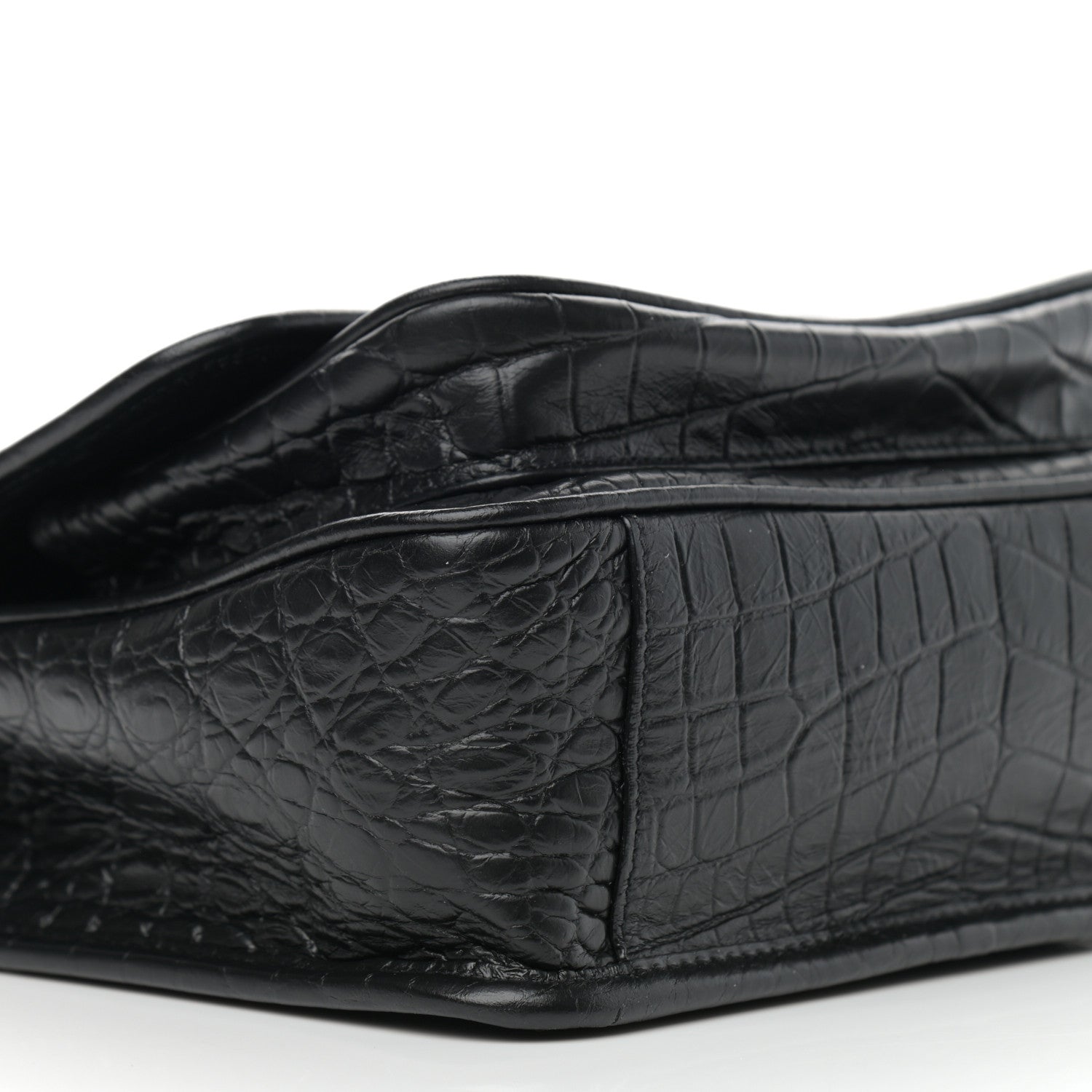 Saint Laurent Calfskin Crocodile Embossed Matelasse Monogram Baby Niki Chain Satchel Black 10 of 12