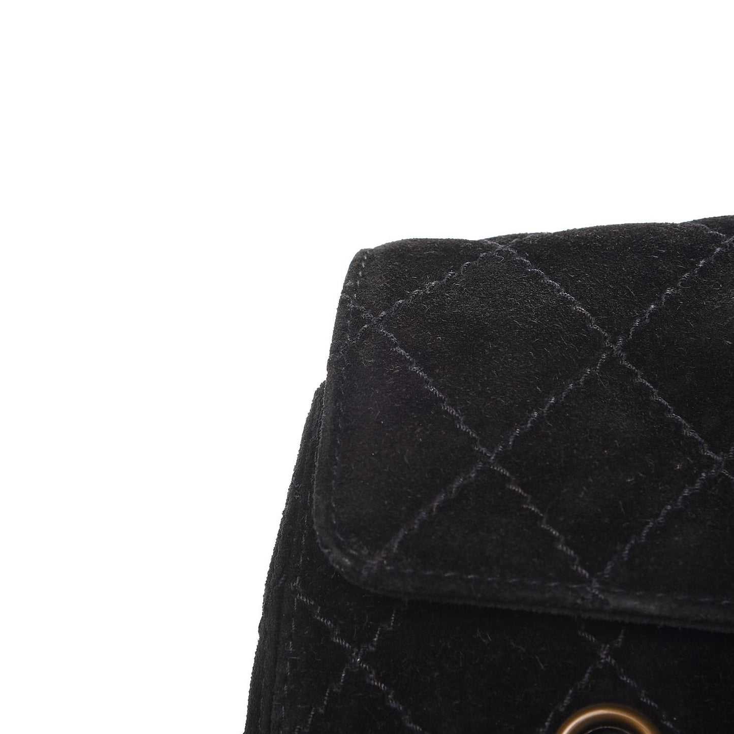 Suede Stitched Single Flap Black