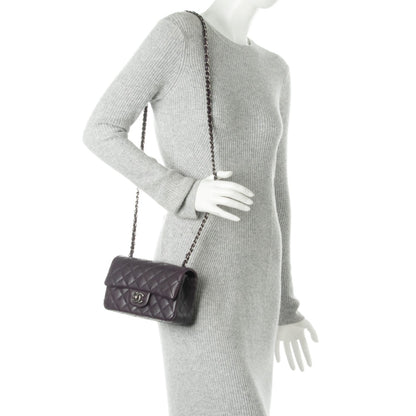 Chanel Washed Caviar Quilted Mini Rectangular Flap Dark Purple 2 of 7