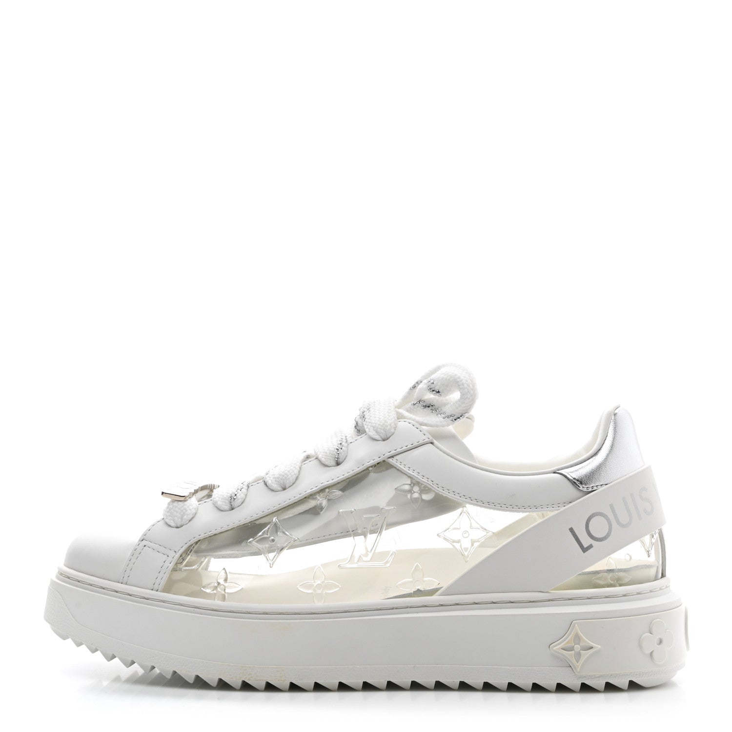 Louis Vuitton Monogram PVC Time Out Sneakers 39 Silver 1 of 9