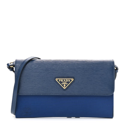 Prada Saffiano Canapa Chain Wallet Cobalto 1 of 9