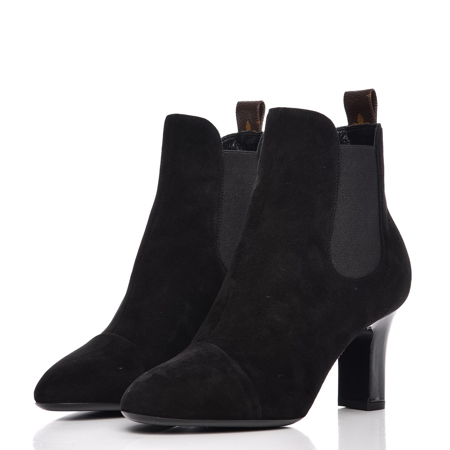 Suede Monogram Uniformes Cap Toe Chelsea 75mm Ankle Boots 37.5 Black