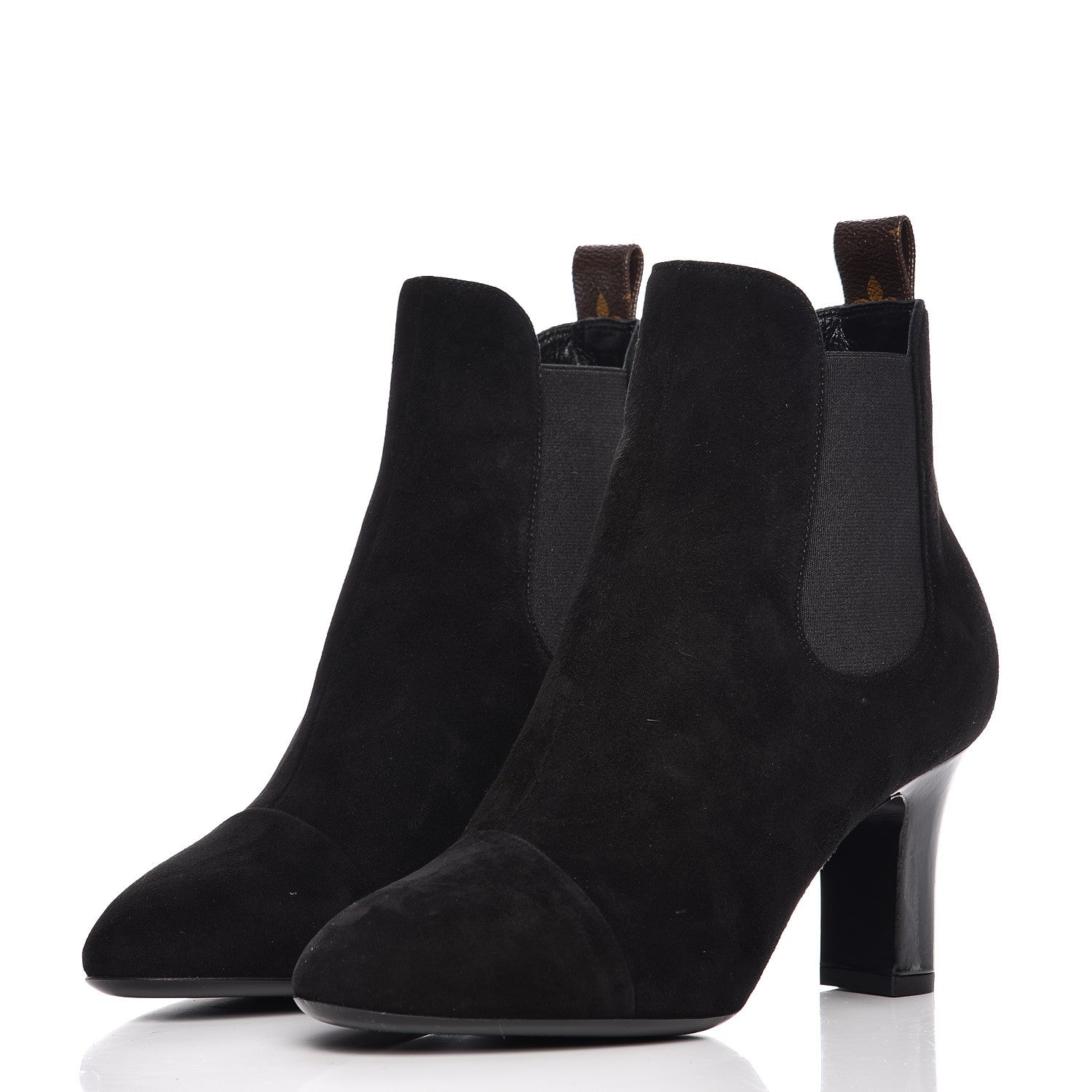 Louis Vuitton Suede Monogram Uniformes Cap Toe Chelsea 75mm Ankle Boots 37.5 Black 3 of 9