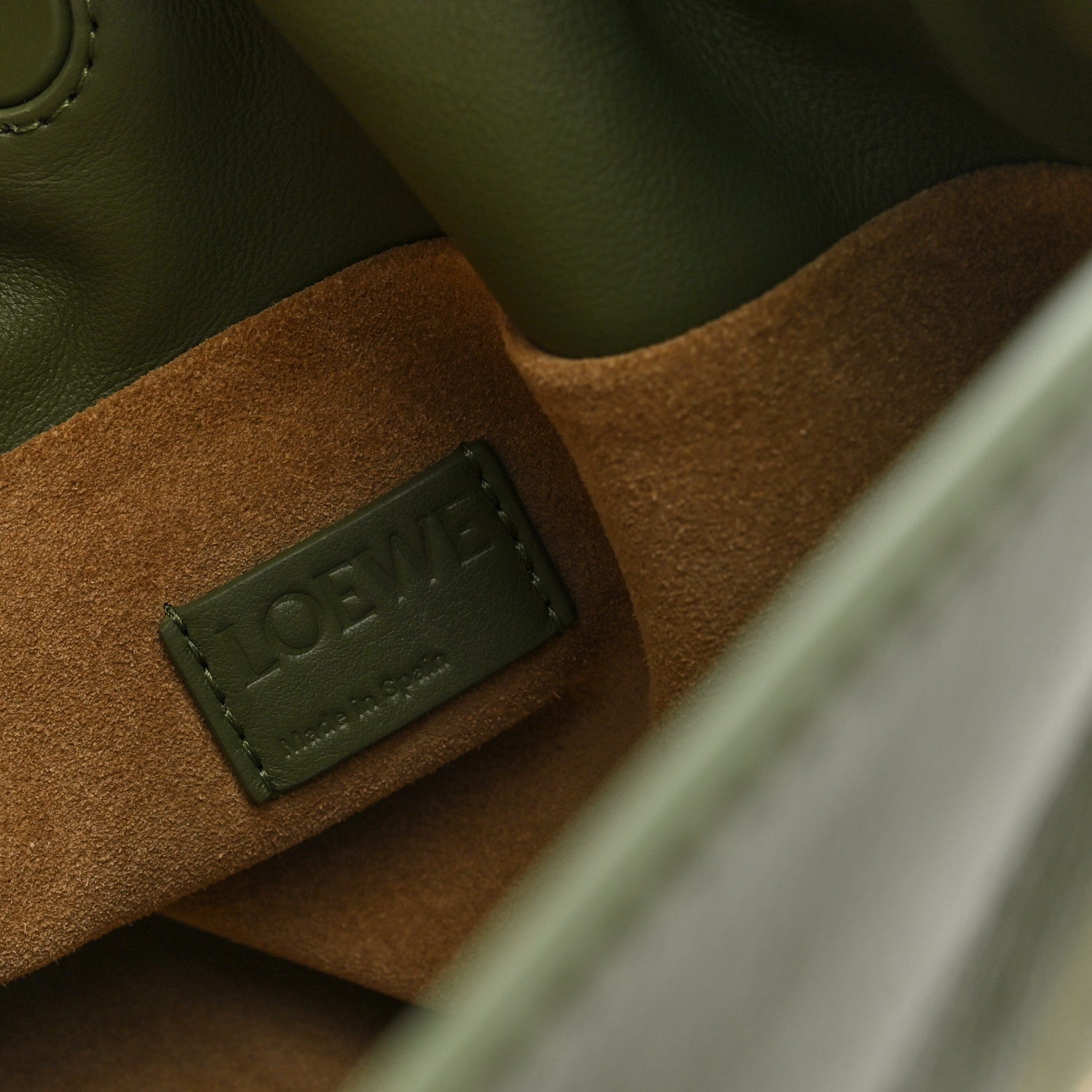 Loewe Nappa Calfskin Suede Medium Flamenco Landscape Knot Clutch Green Beige Grey 6 of 9