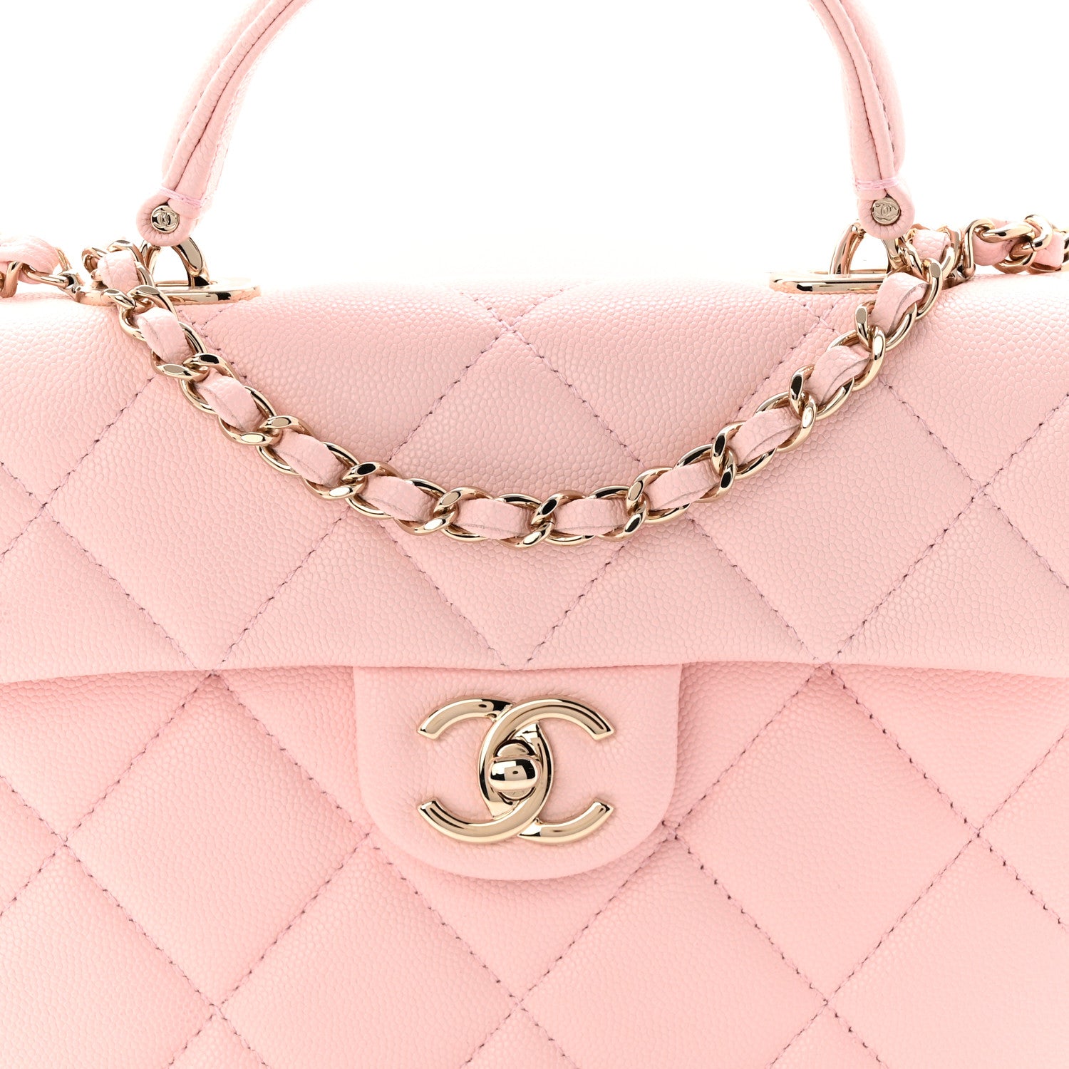 Chanel Caviar Quilted Mini Retro Twist Top Handle Flap Light Pink 8 of 11