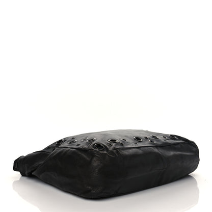 Prada Soft Calfskin Studded Tote Black 3 of 9