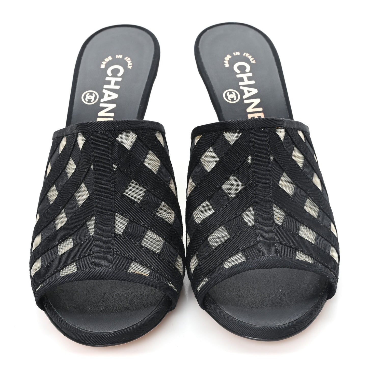 Mesh Grosgrain CC Mules 37 Black 37