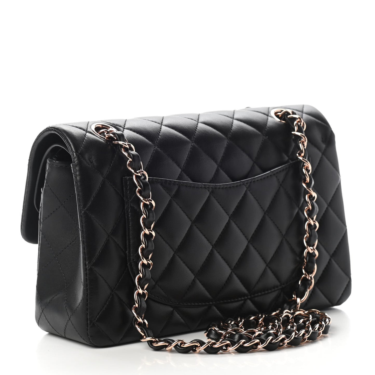 Lambskin Quilted Small Double Flap Black