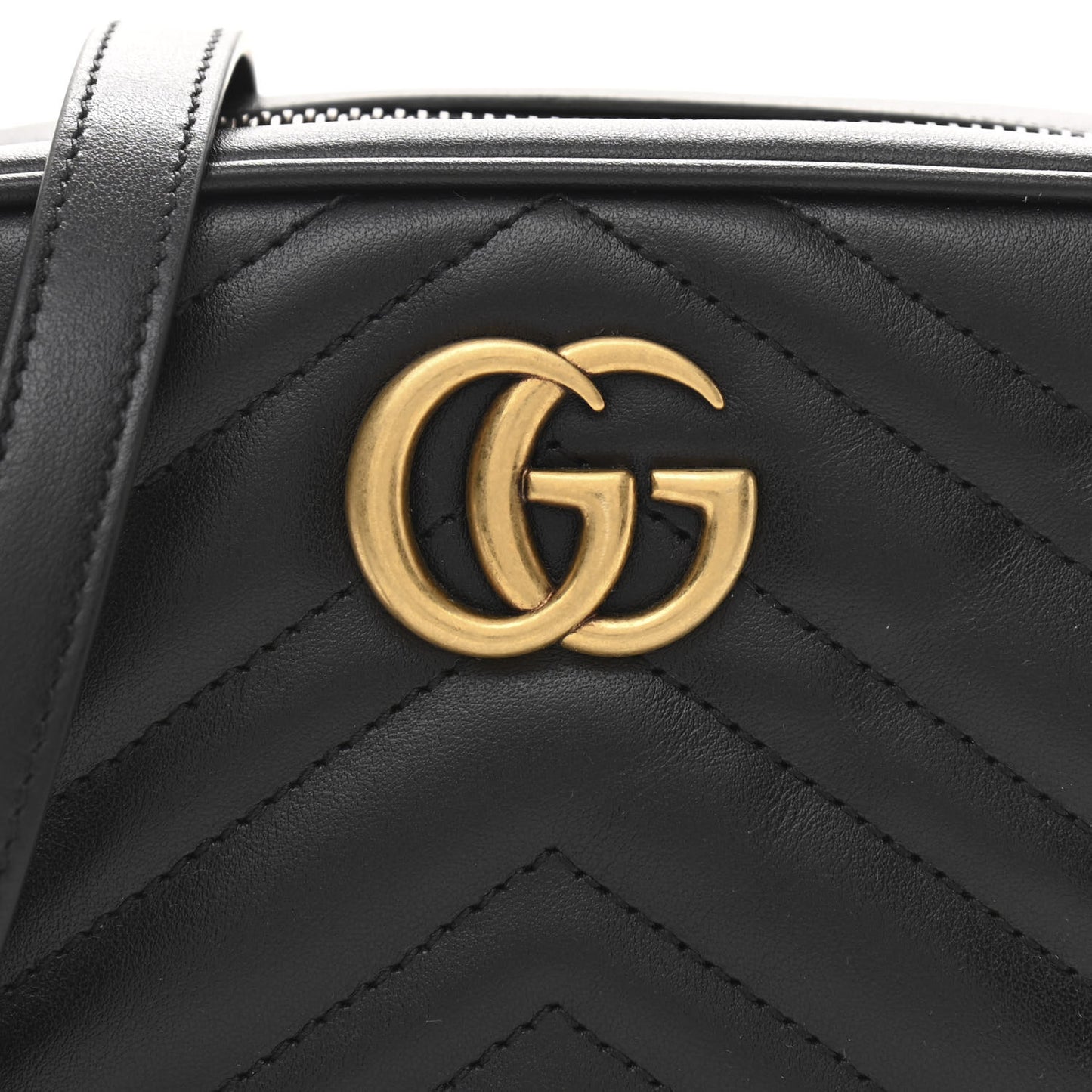 Calfskin Matelasse Mini GG Marmont Chain Shoulder Bag Black