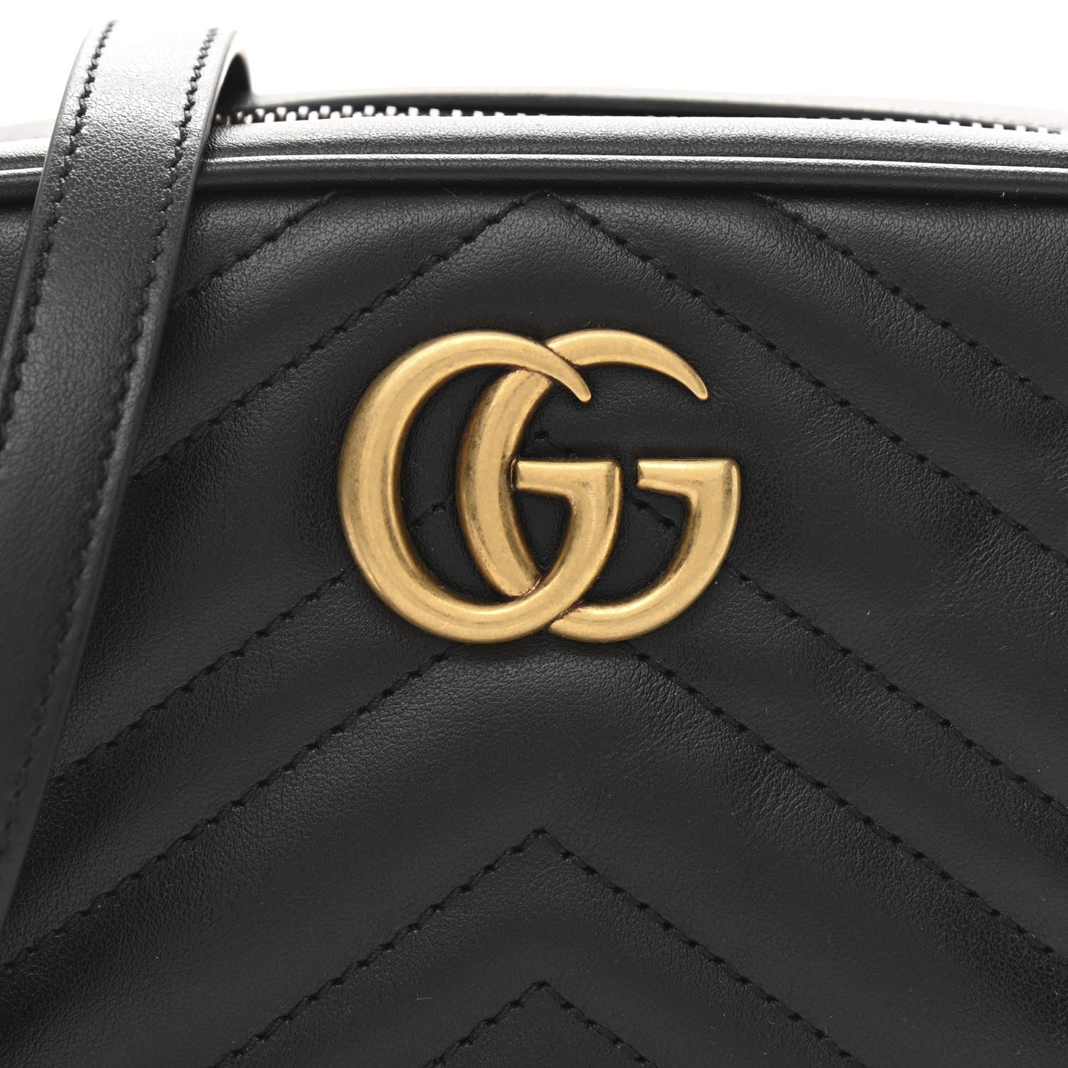 Gucci Calfskin Matelasse Mini GG Marmont Chain Shoulder Bag Black 8 of 10