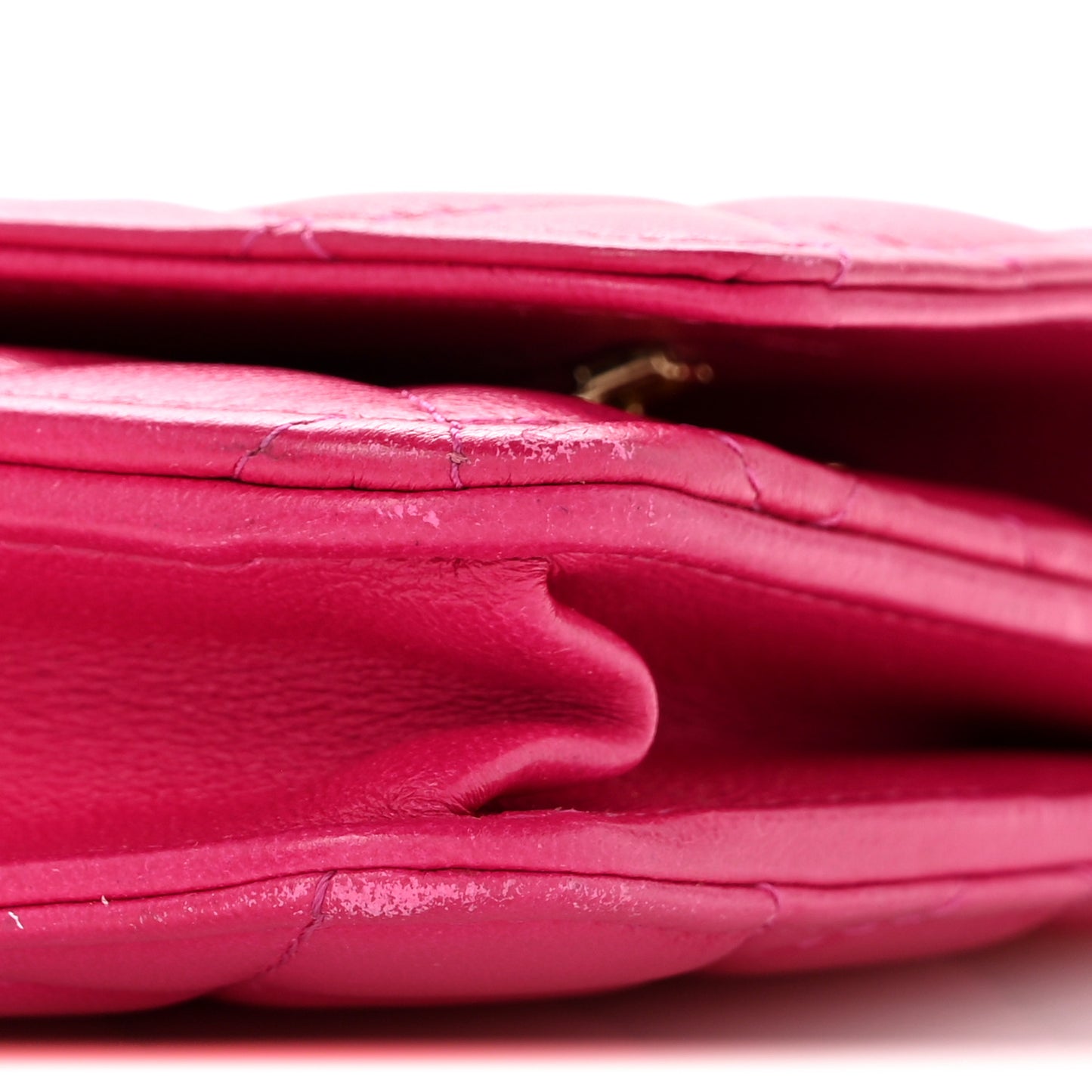 Lambskin Quilted Top Handle Wallet On Chain WOC Pink