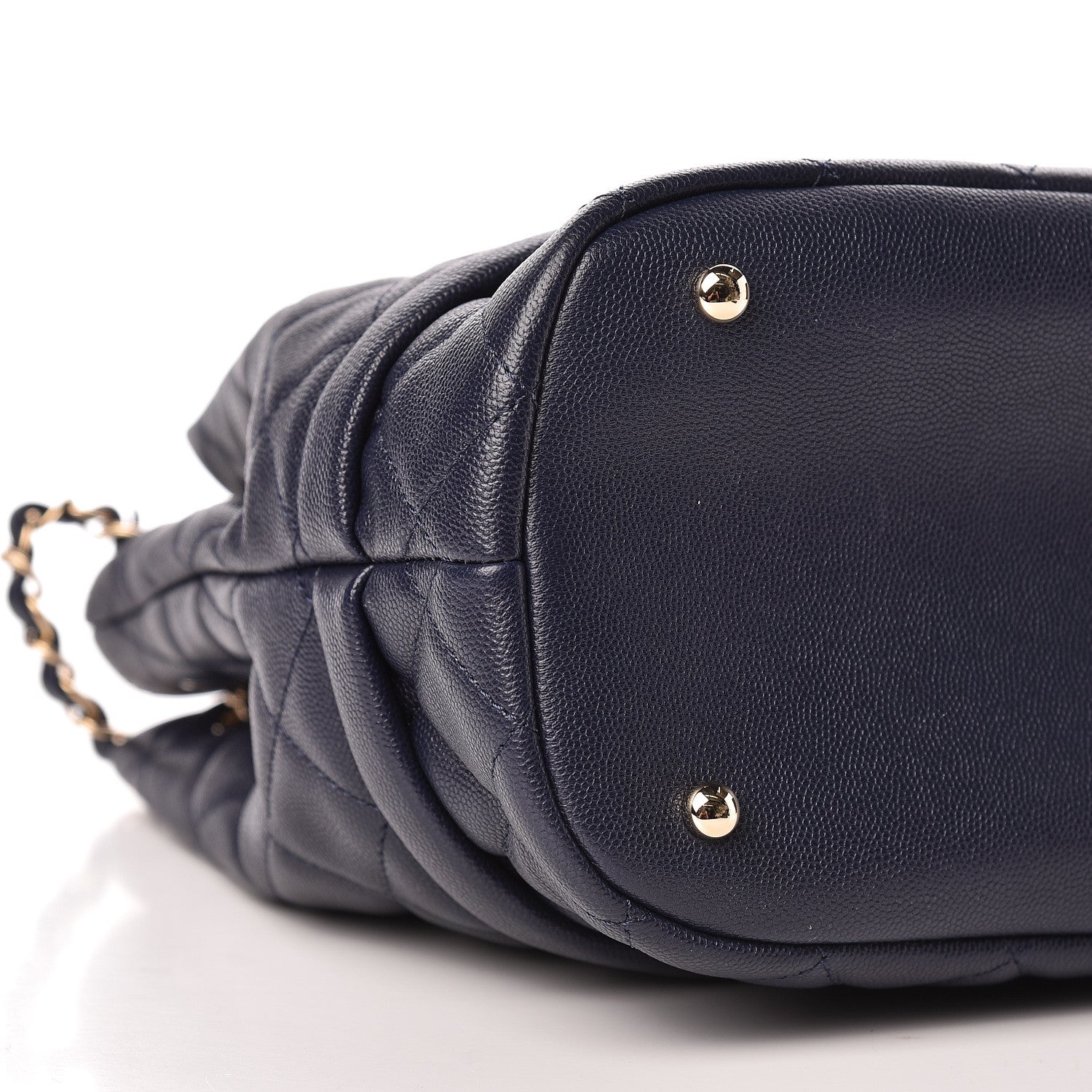 Chanel Caviar Quilted Rolled Up Bucket Drawstring Bag Navy 9 of 11