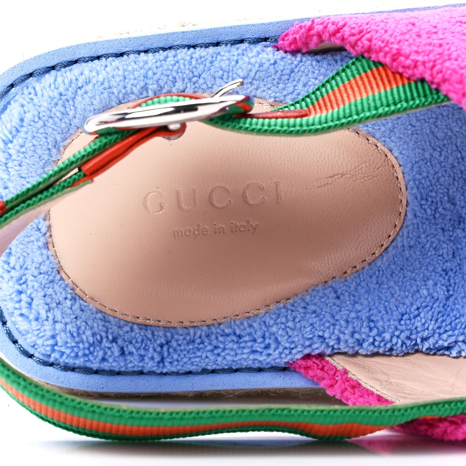 Gucci Terry Cloth Web Espadrille Platform Slingback Sandals 38.5 Lovely Multicolor 8 of 10