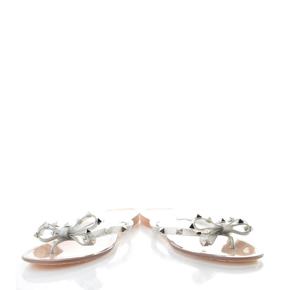 Valentino Garavani PVC Jelly Glitter Rockstud Bow Thong Sandals 40 Silver 6 of 9