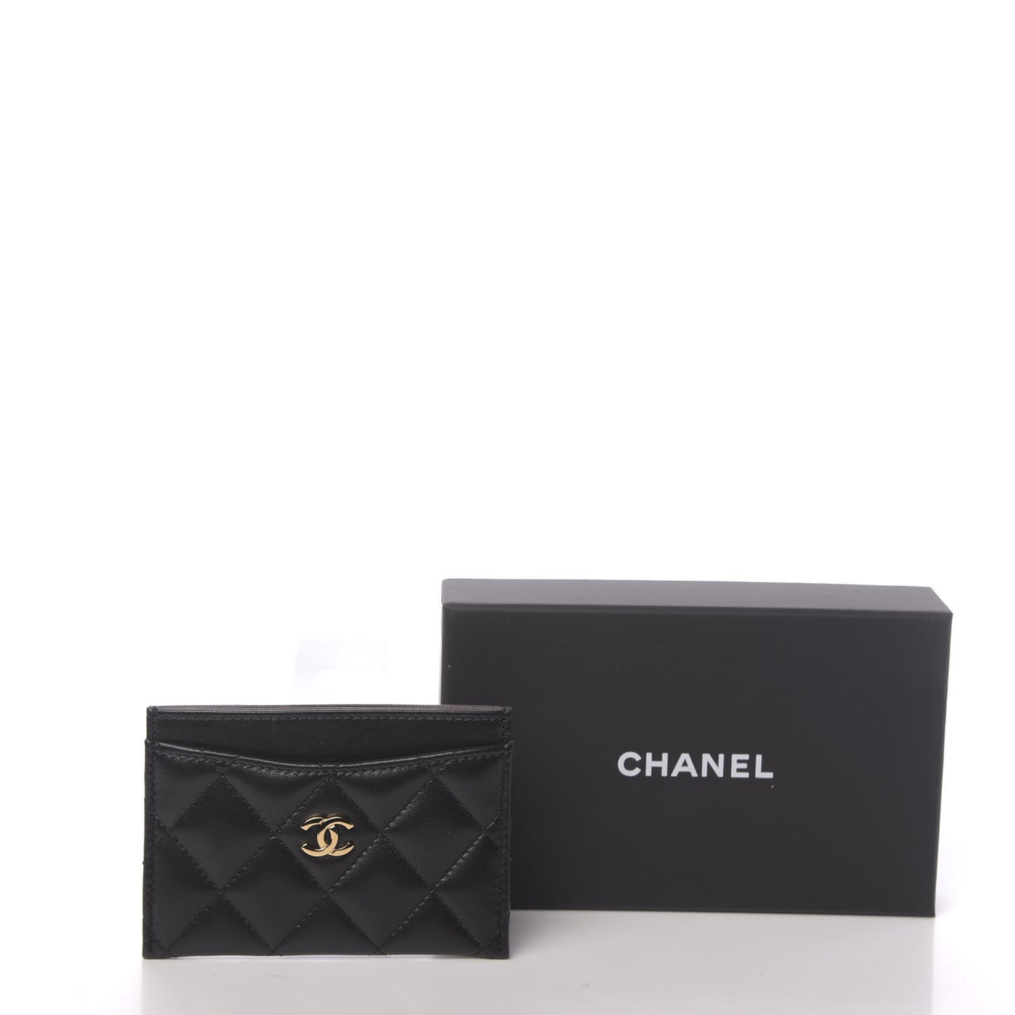 Lambskin Quilted Card Holder Black