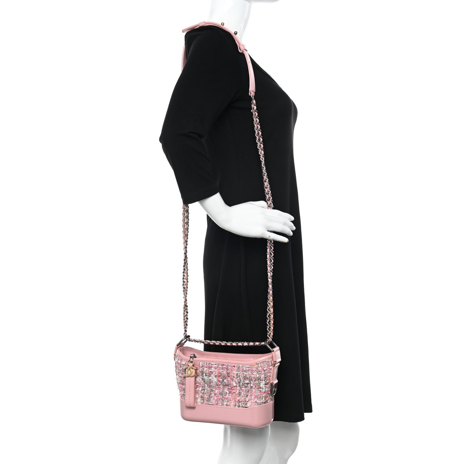 Chanel Tweed Calfskin Small Gabrielle Hobo Light Pink 2 of 10
