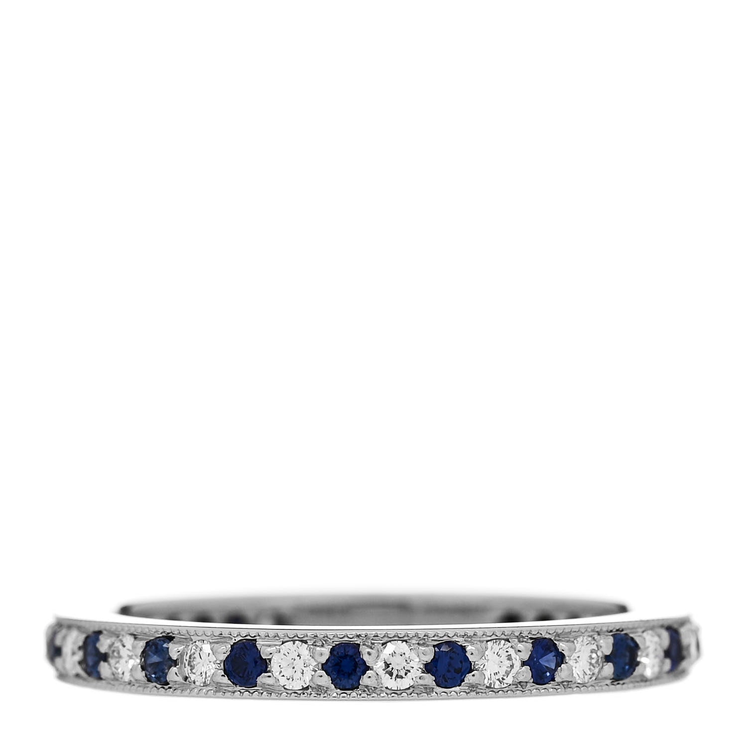 Tiffany Platinum Diamond Blue Sapphire Legacy Eternity Band Ring 52 6 3 of 4