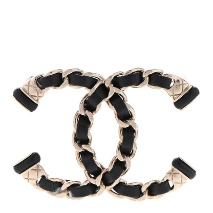 Chanel Lambskin Chain CC Brooch Black Gold 1 of 5