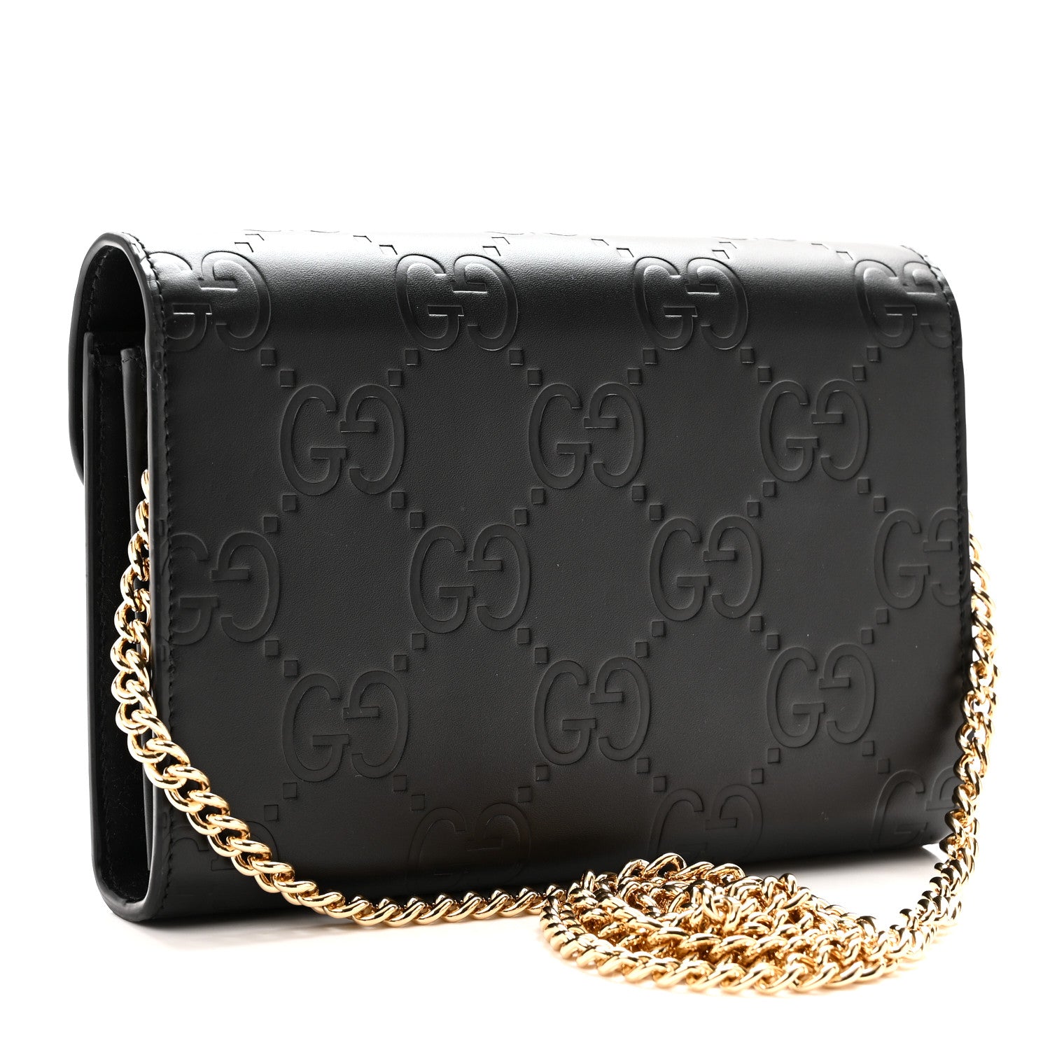 Gucci Calfskin GG Debossed Chain Wallet Black 3 of 10