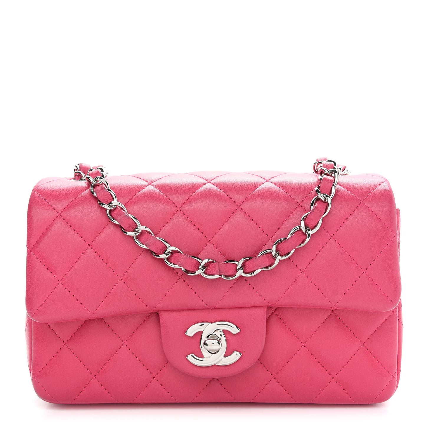 Lambskin Quilted Mini Rectangular Flap Pink