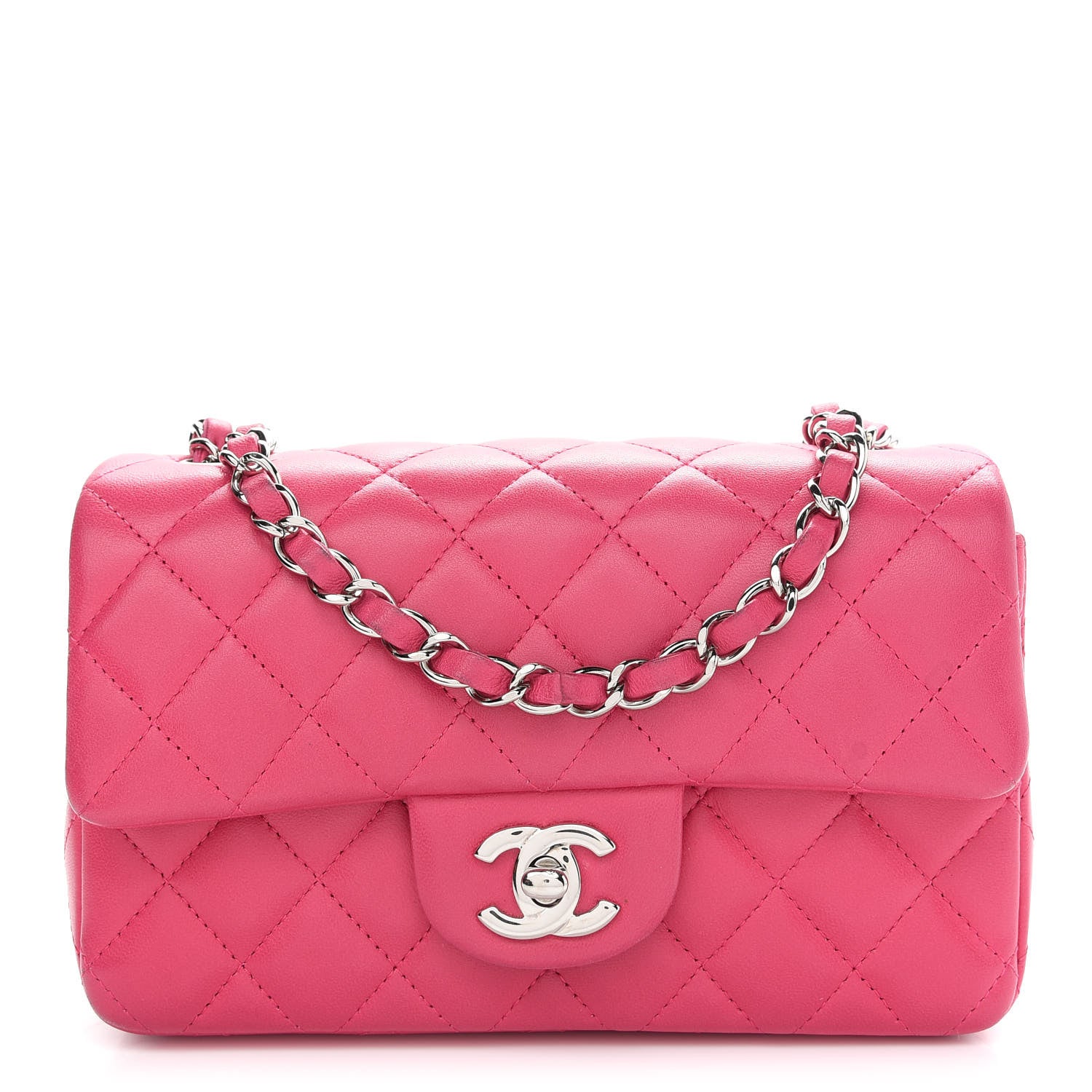Chanel Lambskin Quilted Mini Rectangular Flap Pink 1 of 9