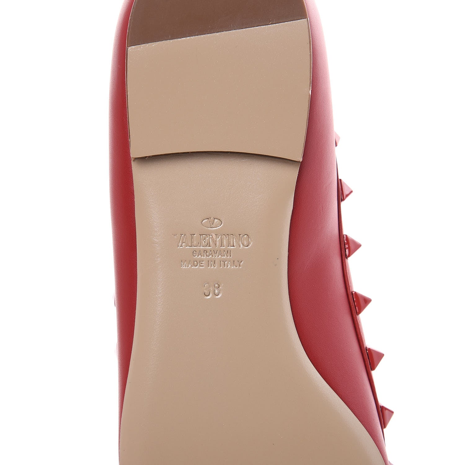 Valentino Garavani Calfskin Monochrome Rockstud Cage Ballerina Flats 38 Rosso Valentino 7 of 8