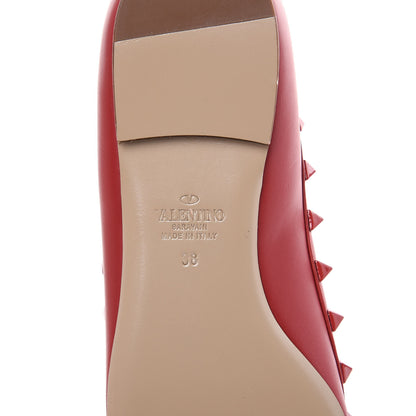 Valentino Garavani Calfskin Monochrome Rockstud Cage Ballerina Flats 38 Rosso Valentino 7 of 8