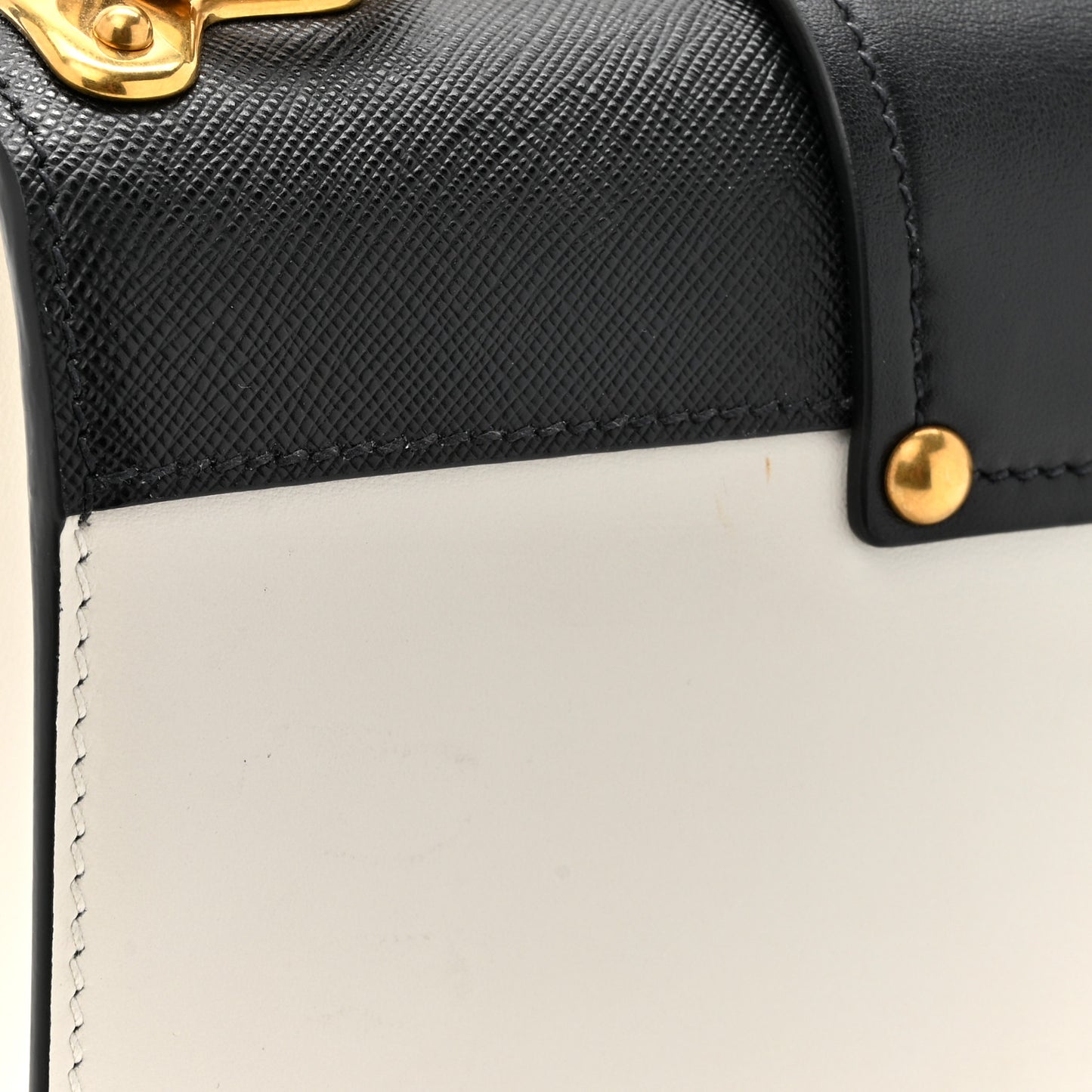 City Calf Saffiano Large Cahier Bag White Black