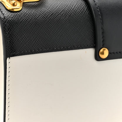 Prada City Calf Saffiano Large Cahier Bag White Black 10 of 10