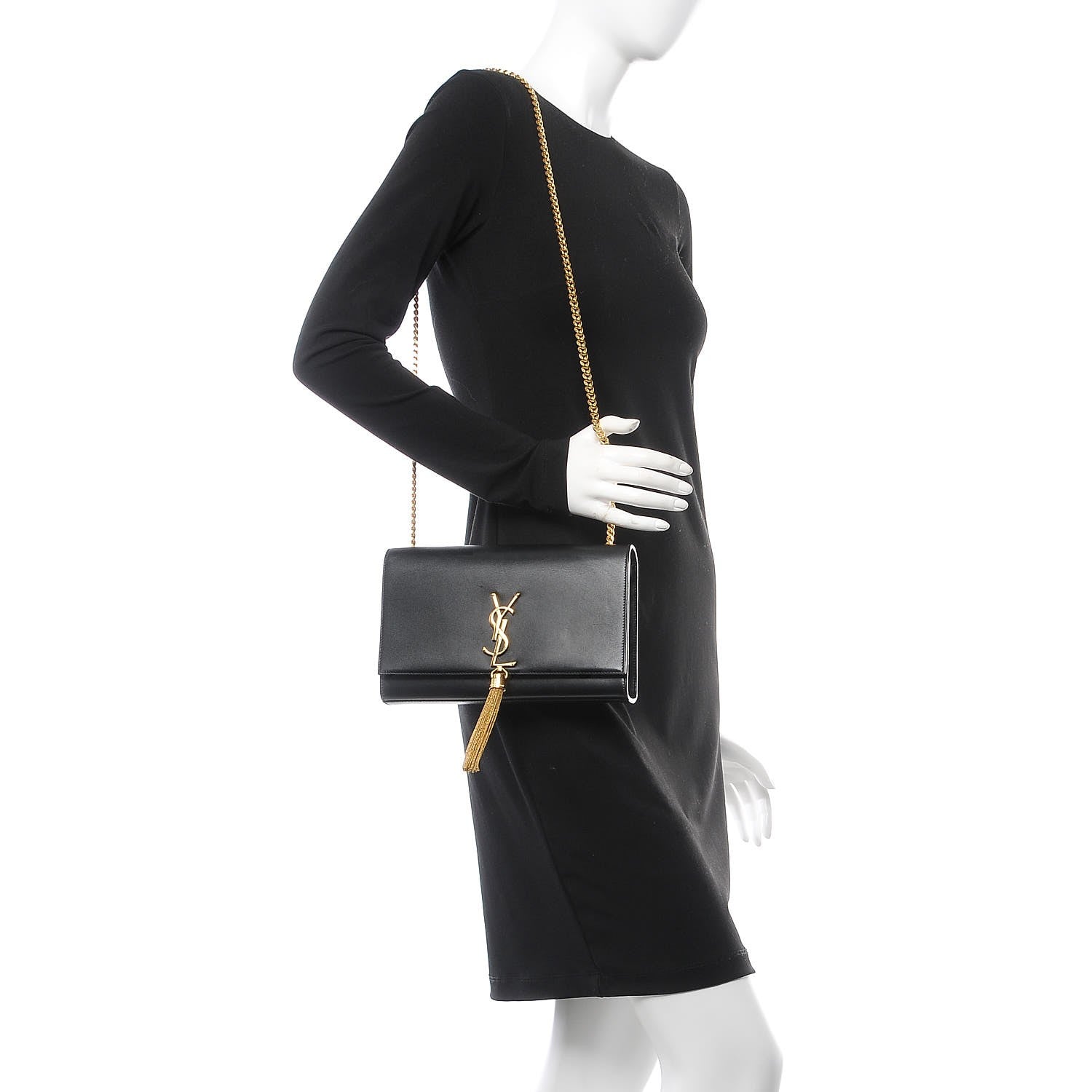 Saint Laurent Smooth Calfskin Medium Classic Monogram Kate Tassel Satchel Black 2 of 9